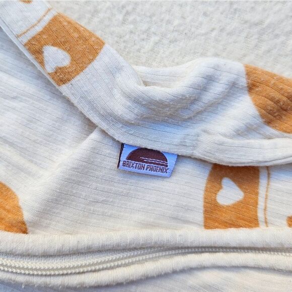 Brixton Phoenix Cream and Orange Yin Yang Heart Bamboo Zip Romper 12-18M - Picture 5 of 10